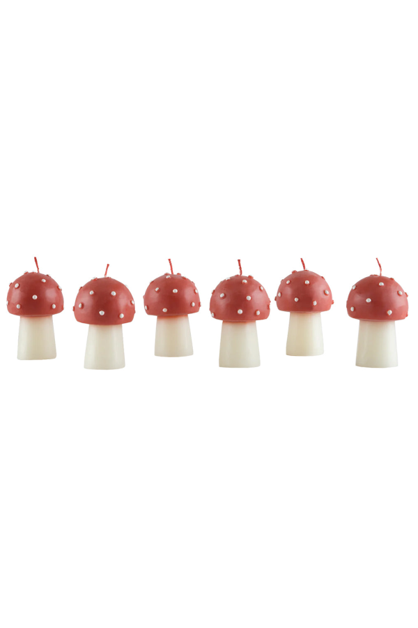 Meri Meri Set of 6 Mini Mushroom Candles - Red