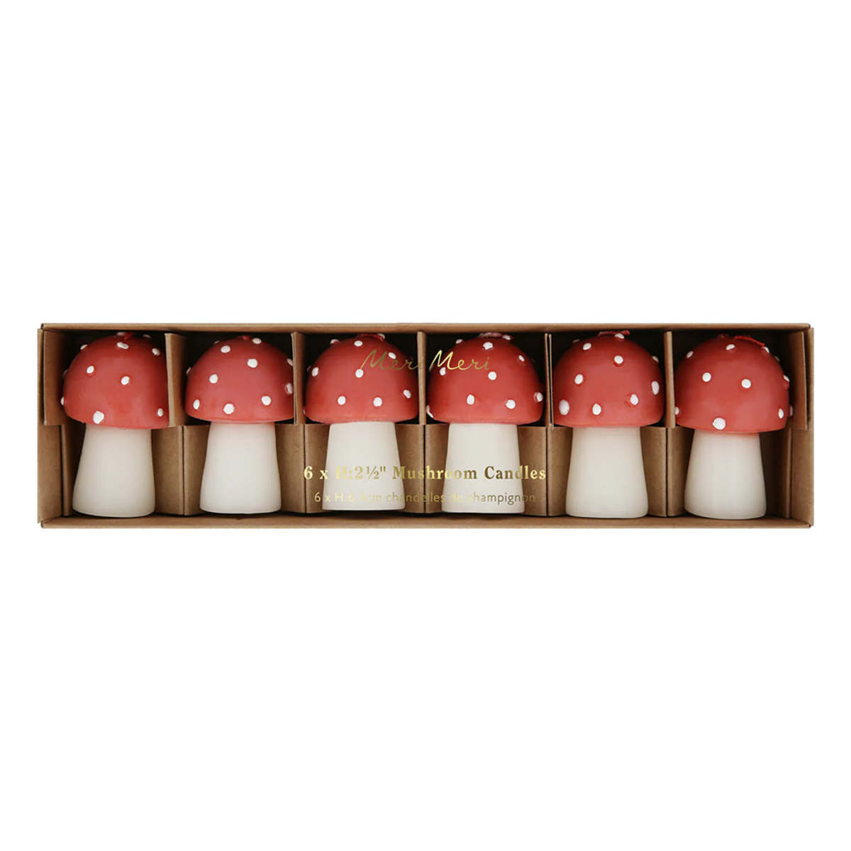 Meri Meri Set of 6 Mini Mushroom Candles - Red - Image 3 of 6
