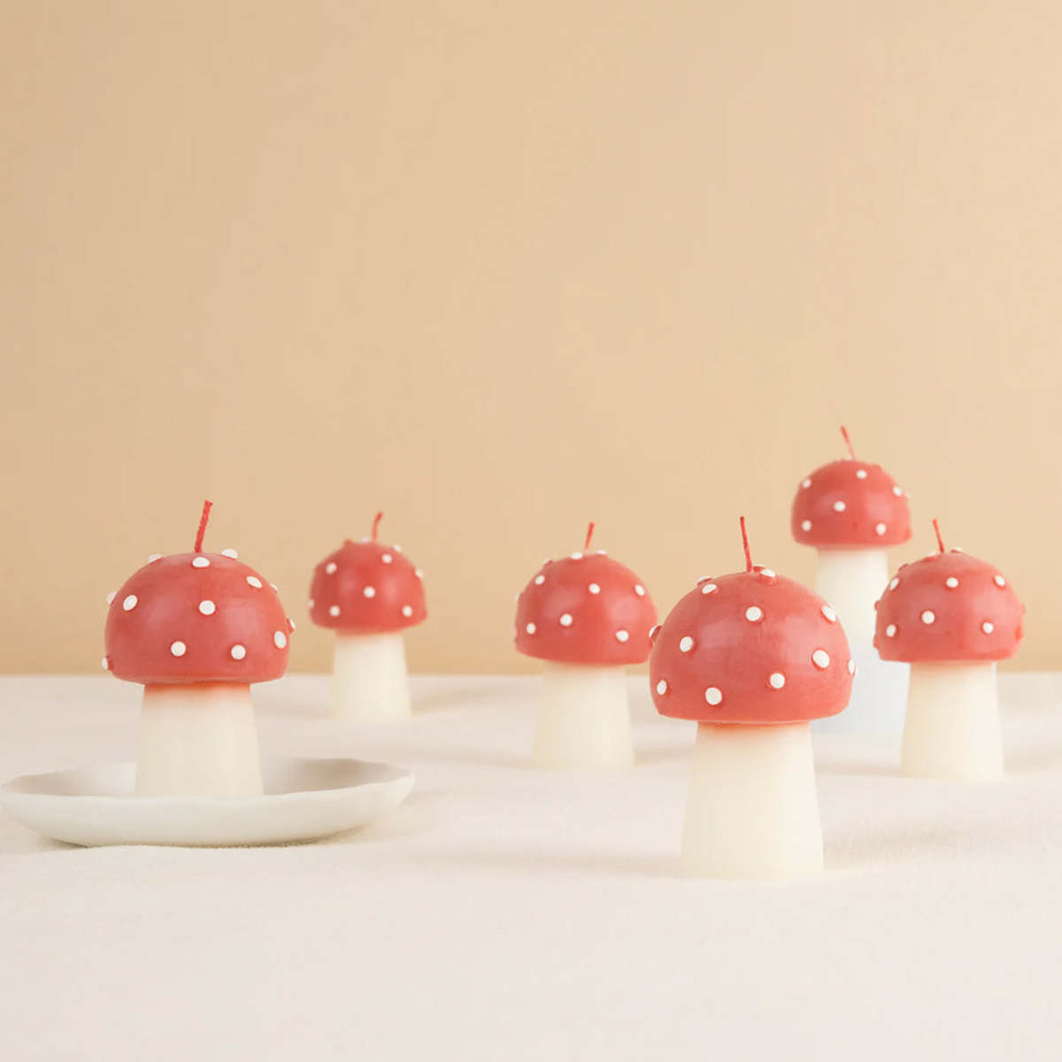 Meri Meri Set of 6 Mini Mushroom Candles - Red - Image 5 of 6