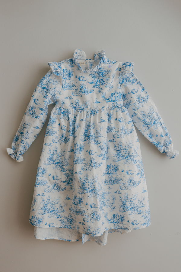 Piper&Cloth Aoki Dress Long Sleeve - Blue Toile