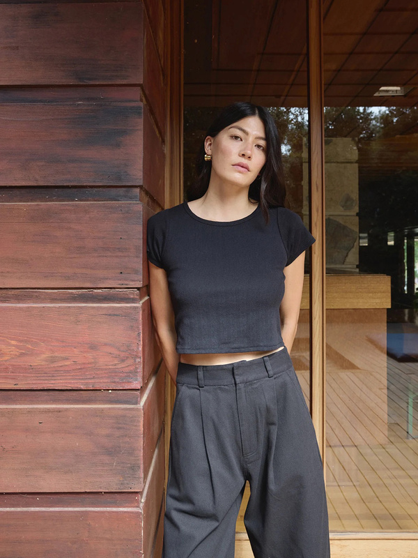 First Rite Crop Pointelle Tee First Rite Crop Pointelle Tee