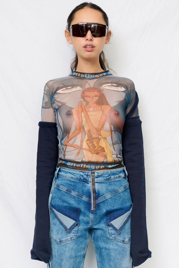 Ottolinger Julien Ceccaldi Print Mesh Hybrid Longsleeve Top