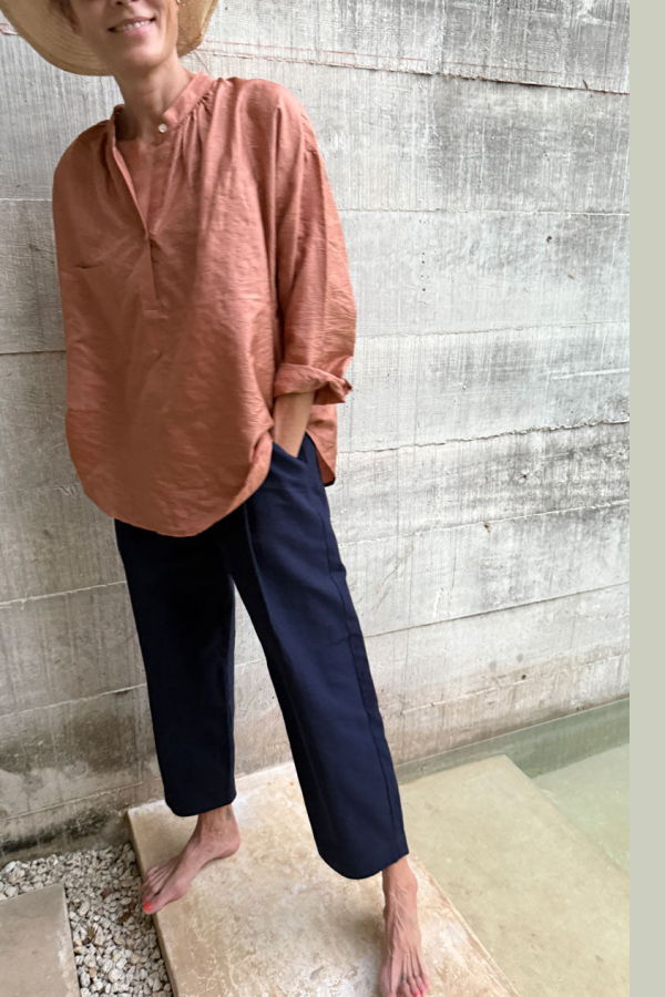 Two Barrel Leg Pant - Navy