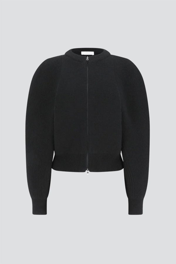 AMOMENTO Cut Out Round Neck Cardigan