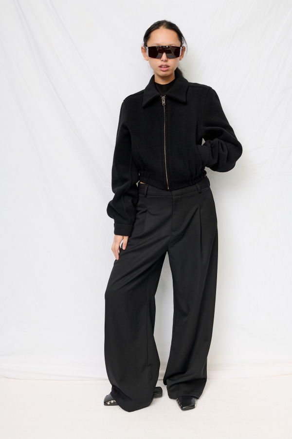 Assembly Black Wool Shrunken Zip Jacket