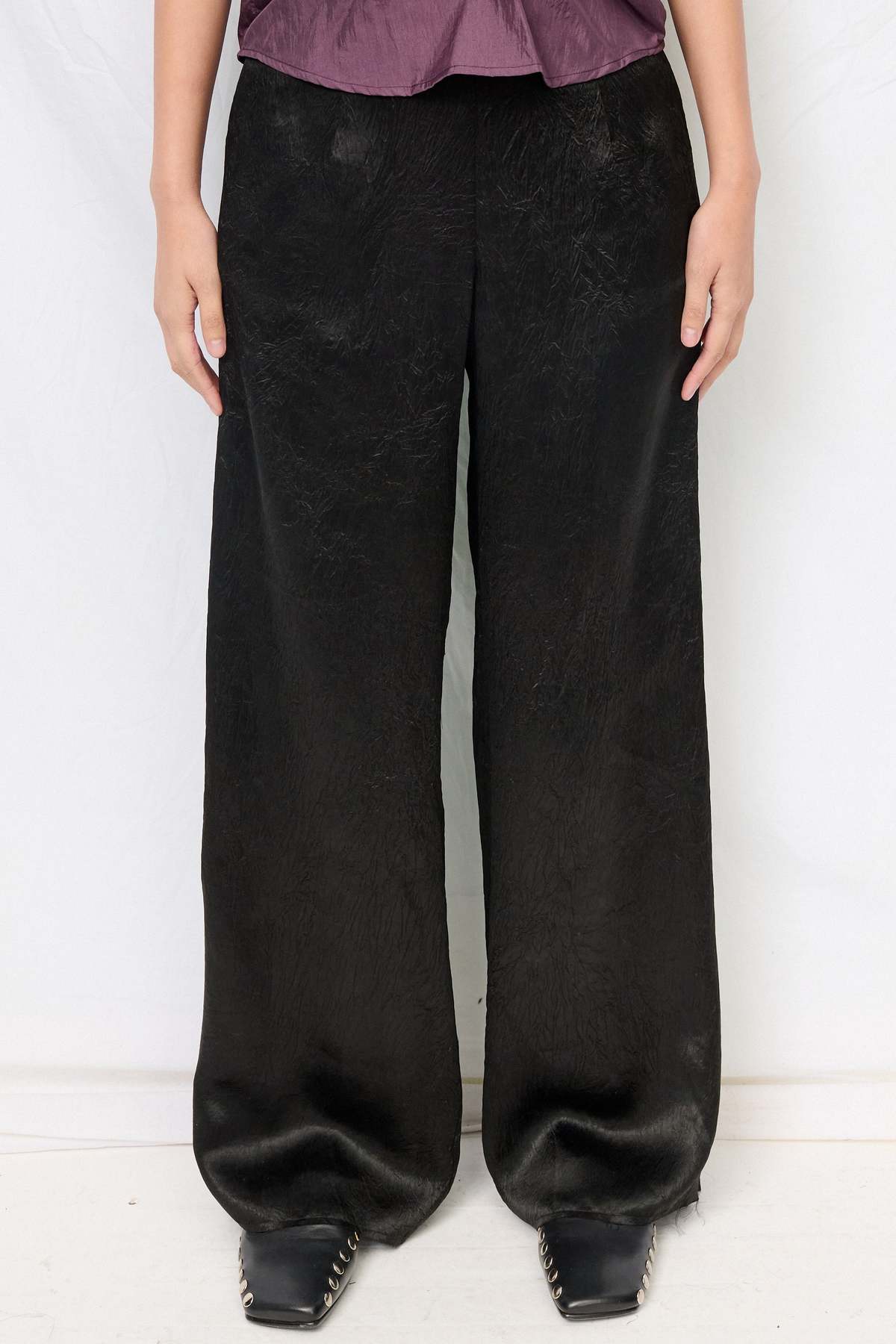 Assembly Black Wrinkled Acetate Clean Pant - Image 1 of 4