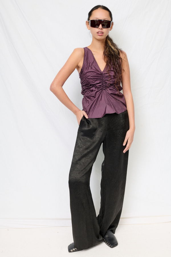 Assembly Black Wrinkled Acetate Clean Pant