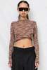 Assembly Variegated Knit Crop Long Sleeve Mockneck Top - Brown - Thumbnail 1