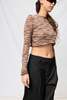 Assembly Variegated Knit Crop Long Sleeve Mockneck Top - Brown - Thumbnail 5