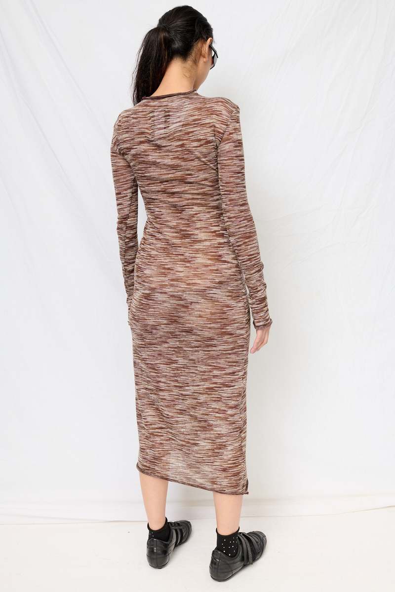 Assembly Brown Variegated Knit Long Sleeve Mockneck Dress
