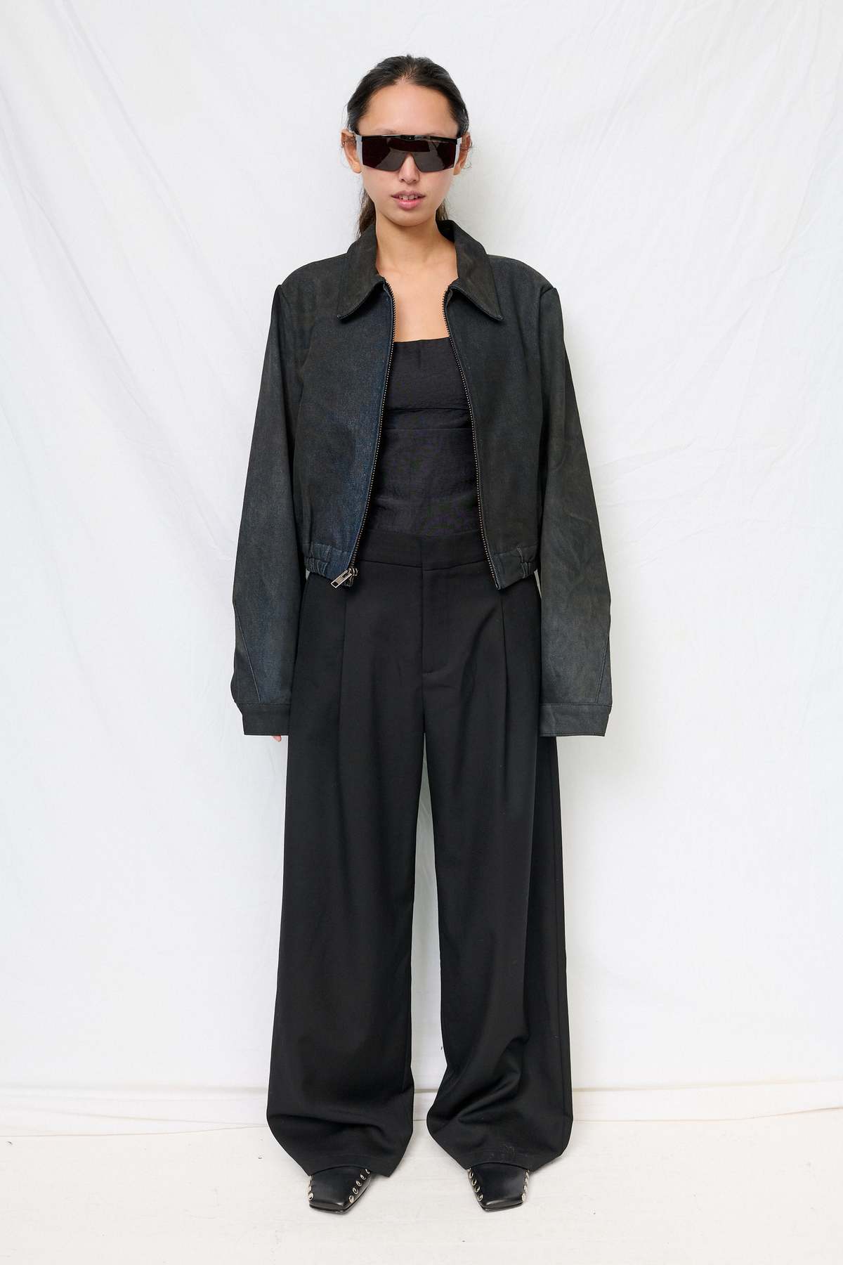 Assembly Dirty Indigo Denim Shrunken Zip Jacket - Image 1 of 4