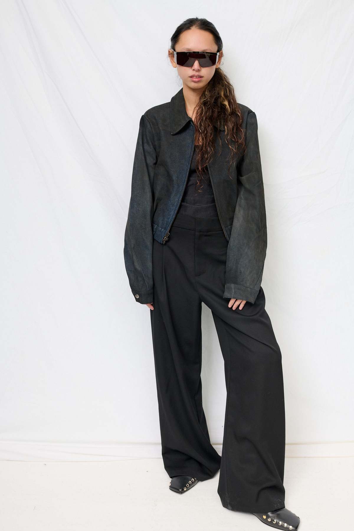 Assembly Dirty Indigo Denim Shrunken Zip Jacket - Image 2 of 4