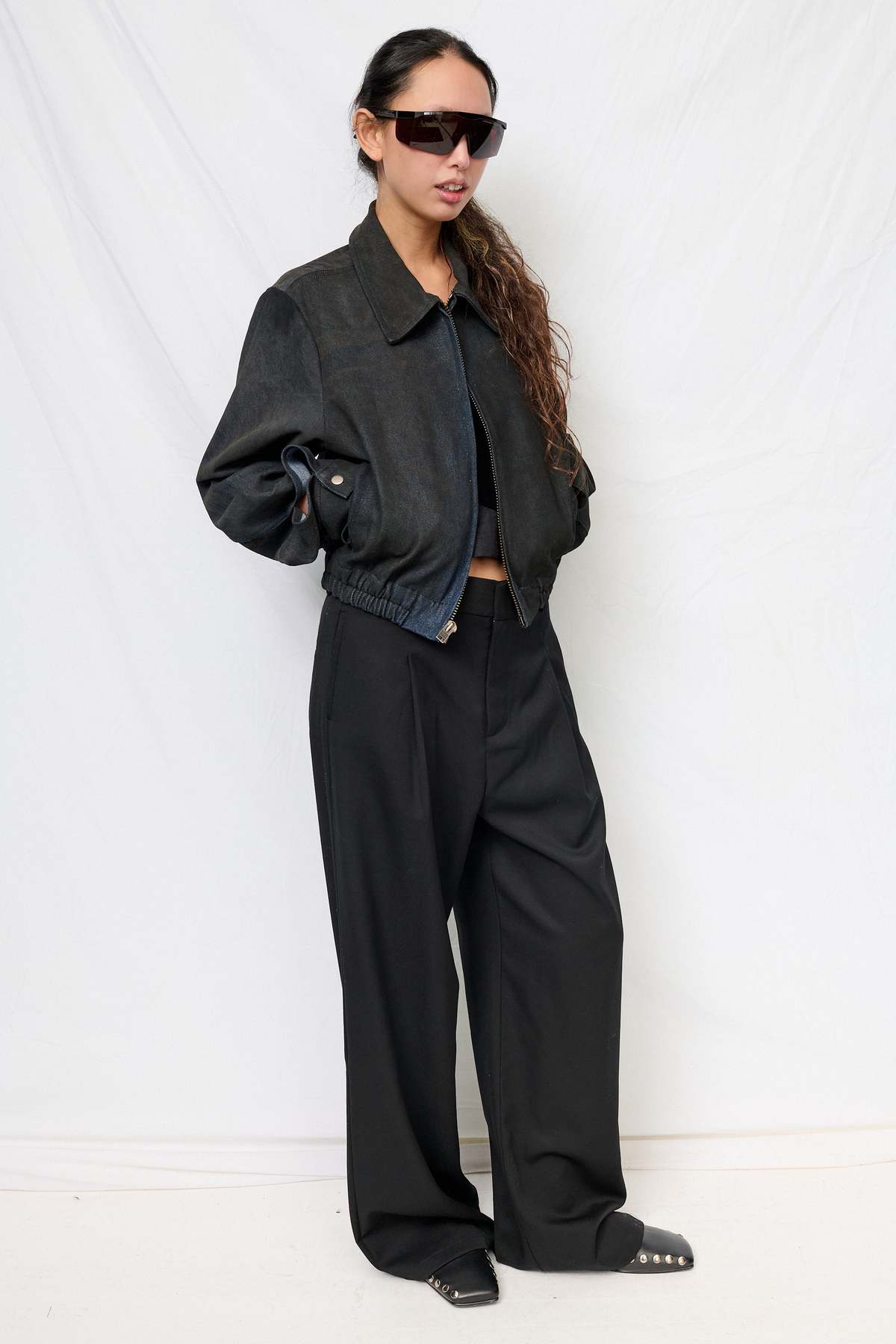 Assembly Dirty Indigo Denim Shrunken Zip Jacket - Image 3 of 4