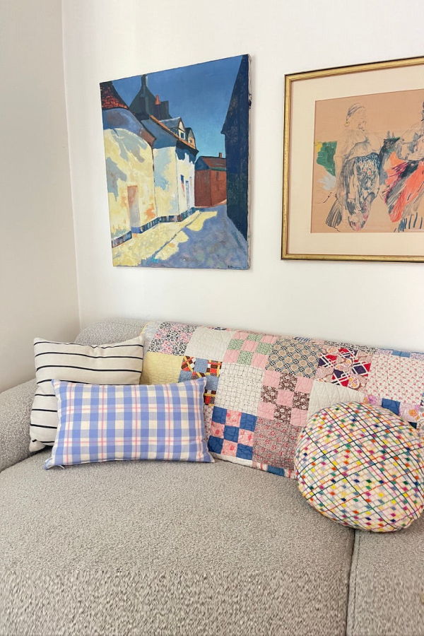 Archive New York Abigail Plaid Square Pillow - Periwinkle/Pink