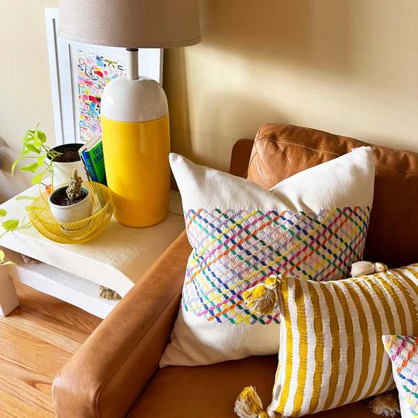 Archive New York Cotzal Paneled Square Pillow - Rainbow