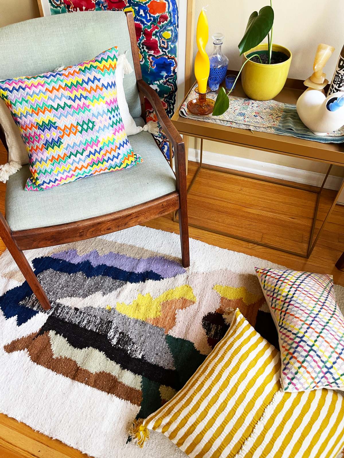 Archive New York Cotzal Paneled Square Pillow - Rainbow - Image 18 of 18