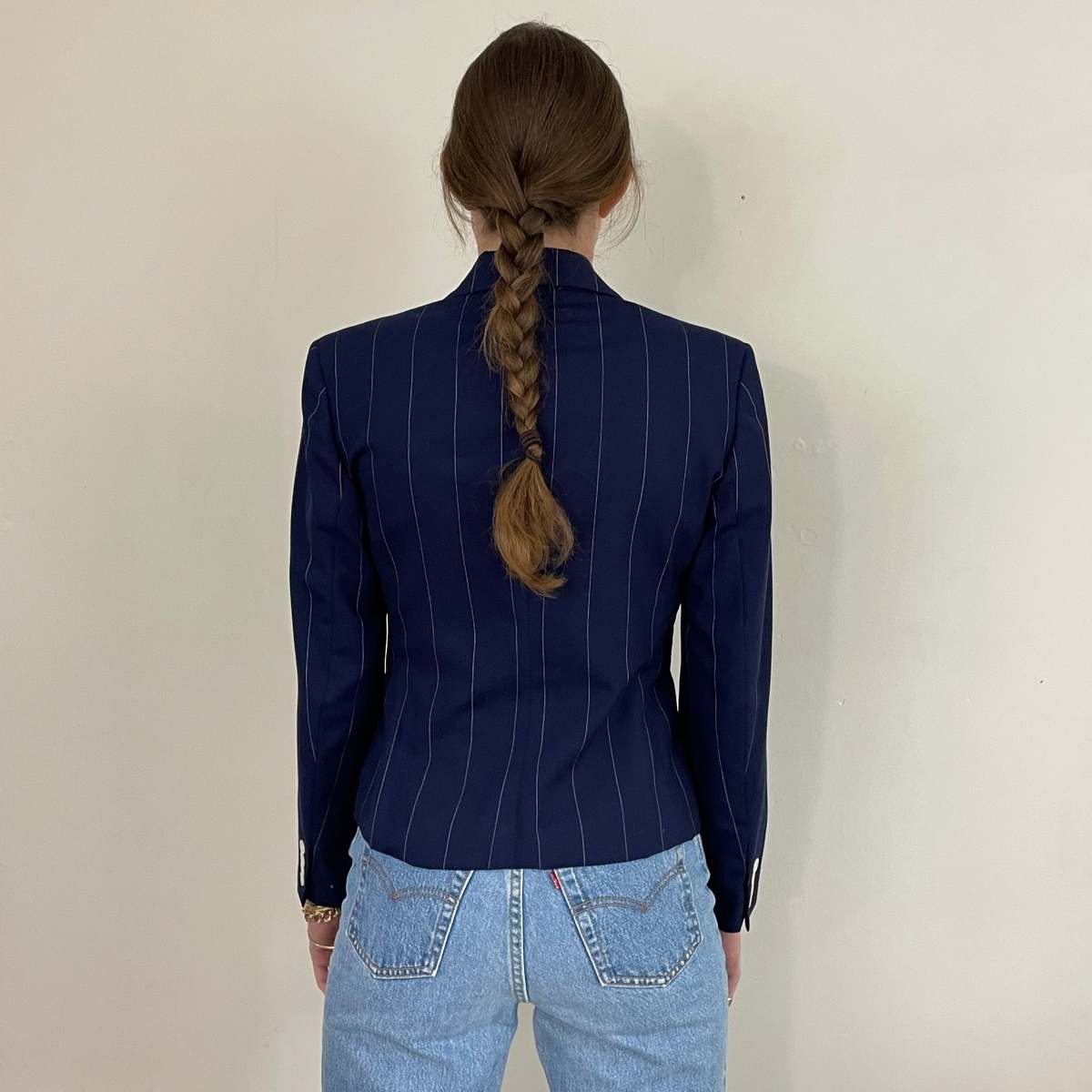 Ralph Lauren Vintage Cropped Pinstripe Wool Blazer - Image 3 of 8