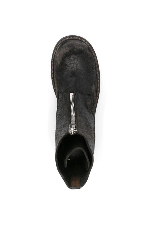 Guidi Black Coated Horse Reverse Leather GR05FRV_RU Zipped Big Daddy Boots - Black