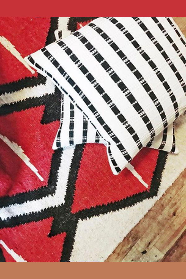 Archive New York Backordered Santiago Grid Pillow - Cream/Black