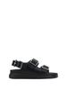 Alexander McQueen Leather Sandal With Double Buckle - Black/Silver - Thumbnail 1