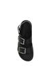 Alexander McQueen Leather Sandal With Double Buckle - Black/Silver - Thumbnail 4