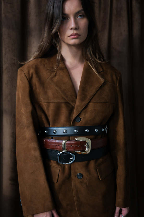 B-LOW THE BELT Kennedy Moto Belt - Black/Silver