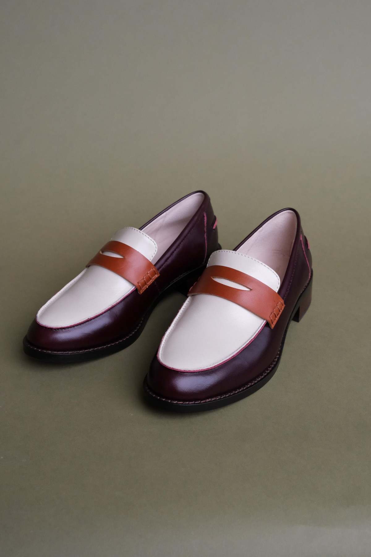"INTENTIONALLY __________." Next Door Penny Loafer - Merlot Tri Tone - Image 2 of 10