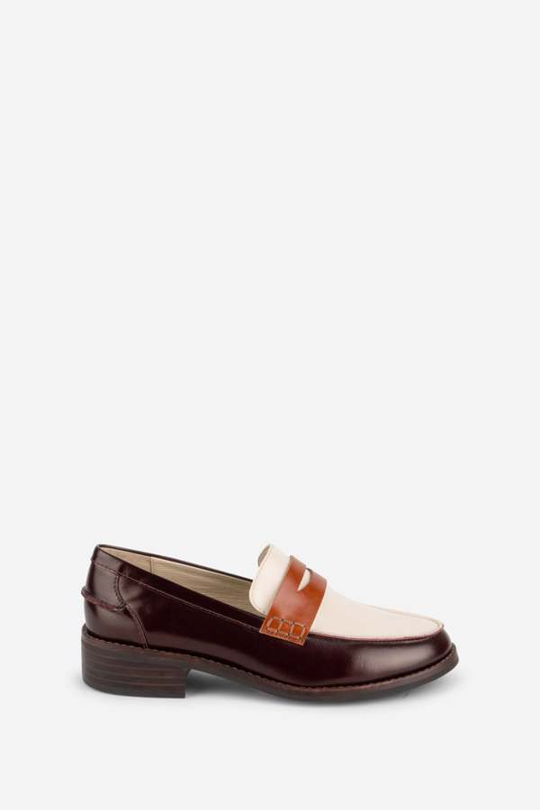 "INTENTIONALLY __________." Next Door Penny Loafer - Merlot Tri Tone