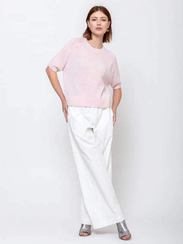 Allude Short Sleeve Cashmere Sweater