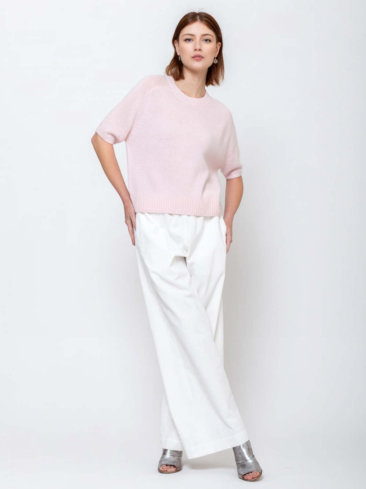 Allude Short Sleeve Cashmere Sweater - Image 1 of 6