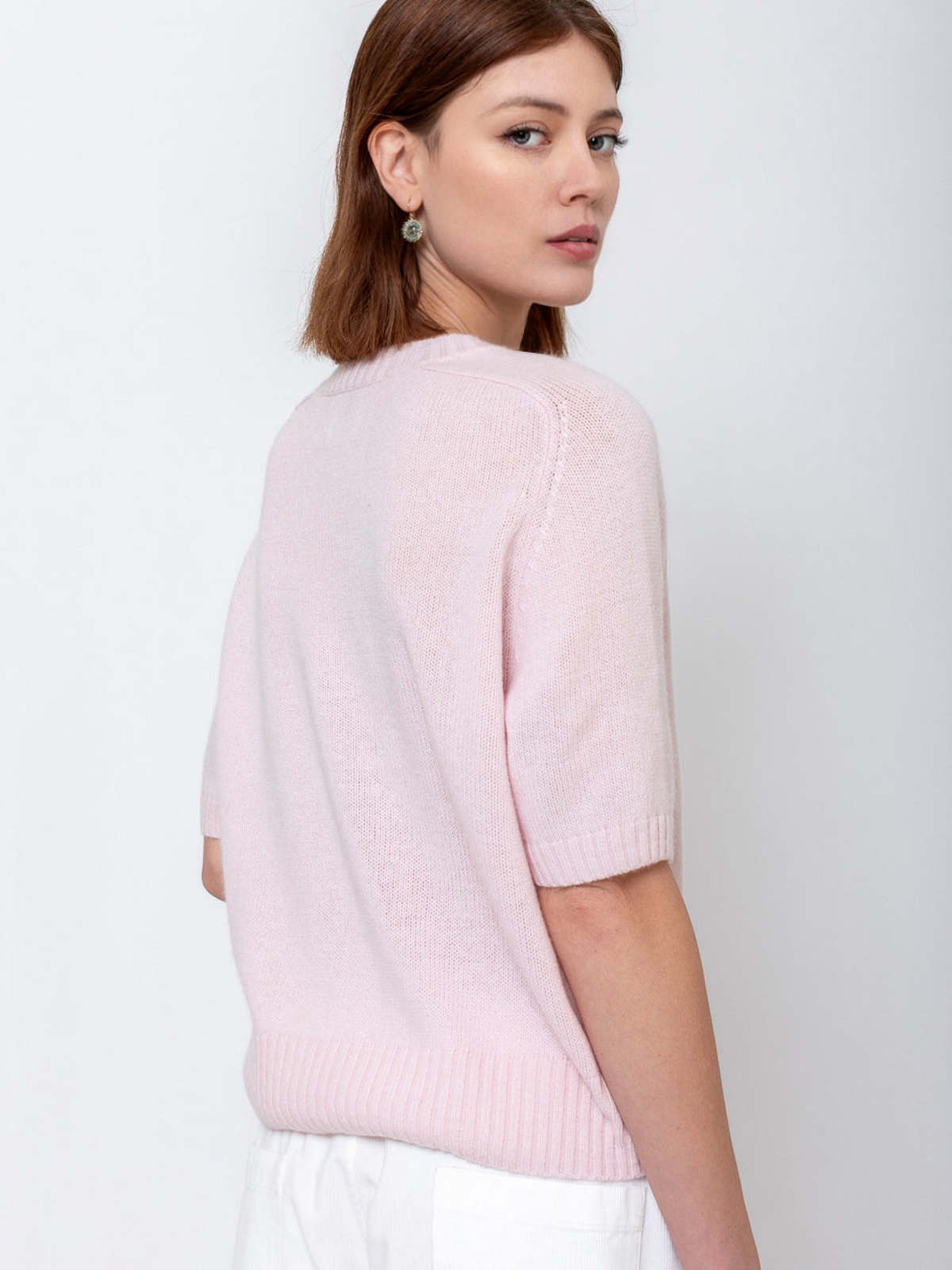 Allude Short Sleeve Cashmere Sweater - Image 4 of 6