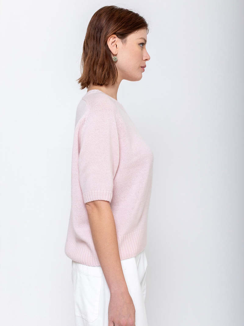 Allude Short Sleeve Cashmere Sweater