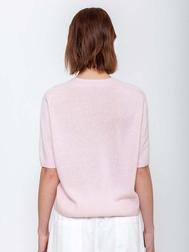 Allude Short Sleeve Cashmere Sweater