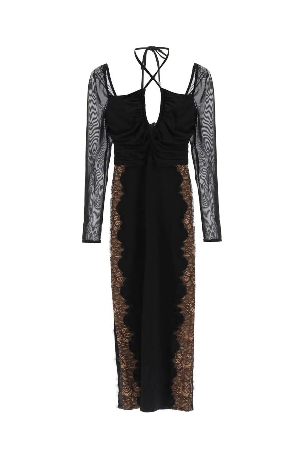 Self-Portrait Lace Trim Dress - Black