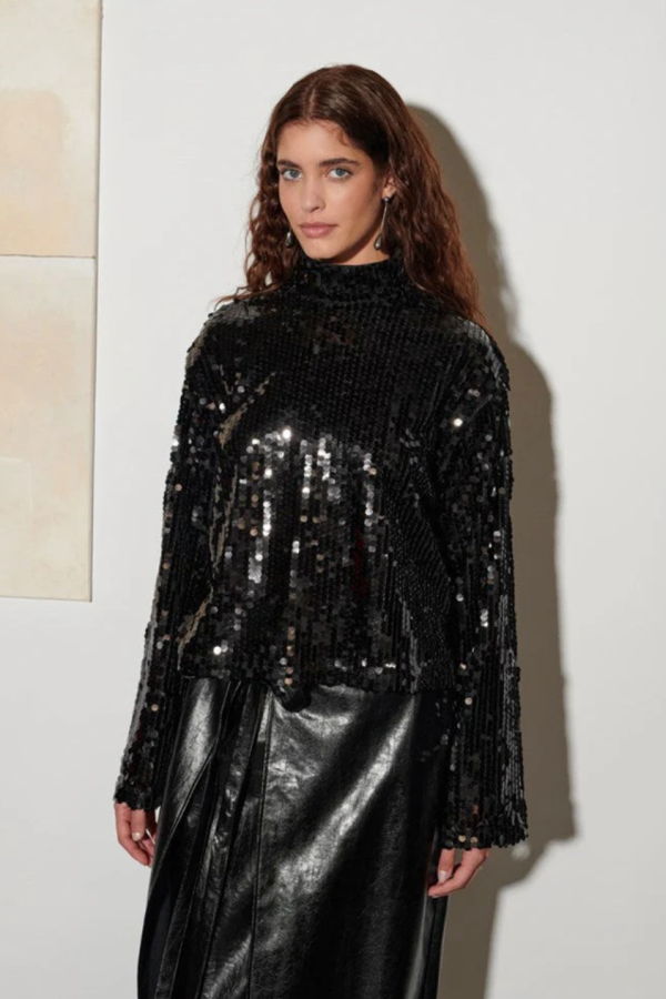 Ghospell Anita Sequin Top - Onyx