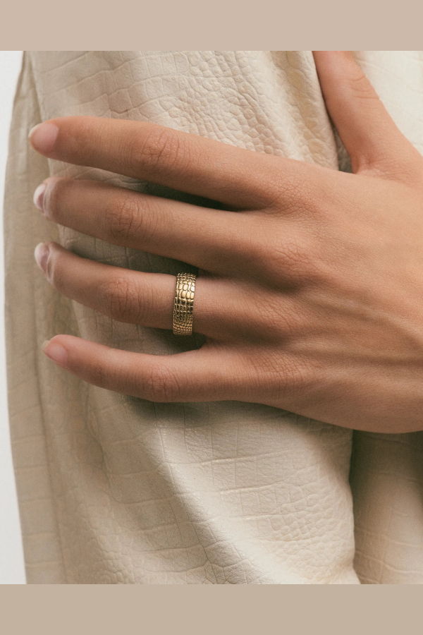 Hey Harper Crocodile Print Band Ring