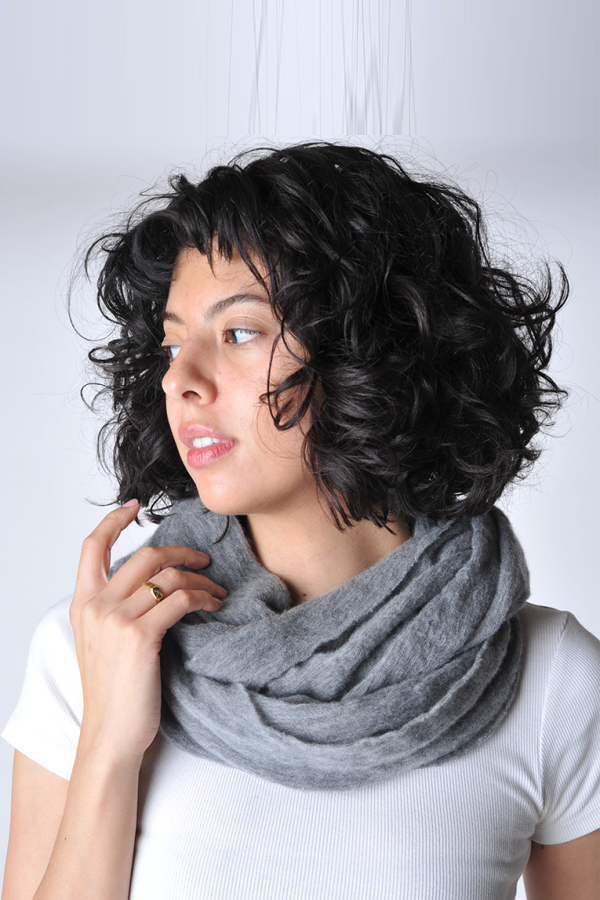 Botto Giuseppe Melange Large Tube Scarf - Light Grey