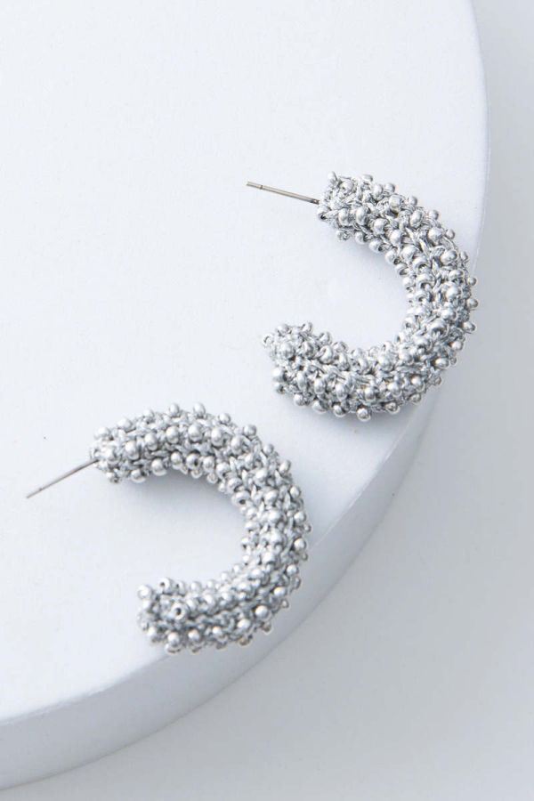Noonday Collection Chrome Crochet Hoops Earrings