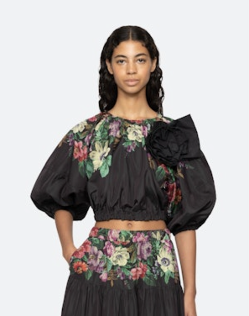 Sea NY Viktoria Print Bubble Cropped Top