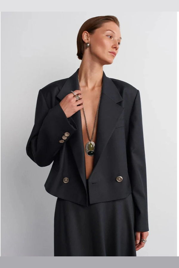 Acaria Studio Guru Crop Blazer - Black