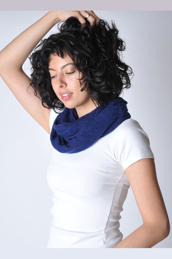 Botto Giuseppe Classic Knit Cashmere Tube Scarf - Navy