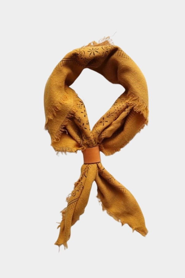 Eco Raw Studio Raw Silk Bandana - Desert Gold x Black Ink