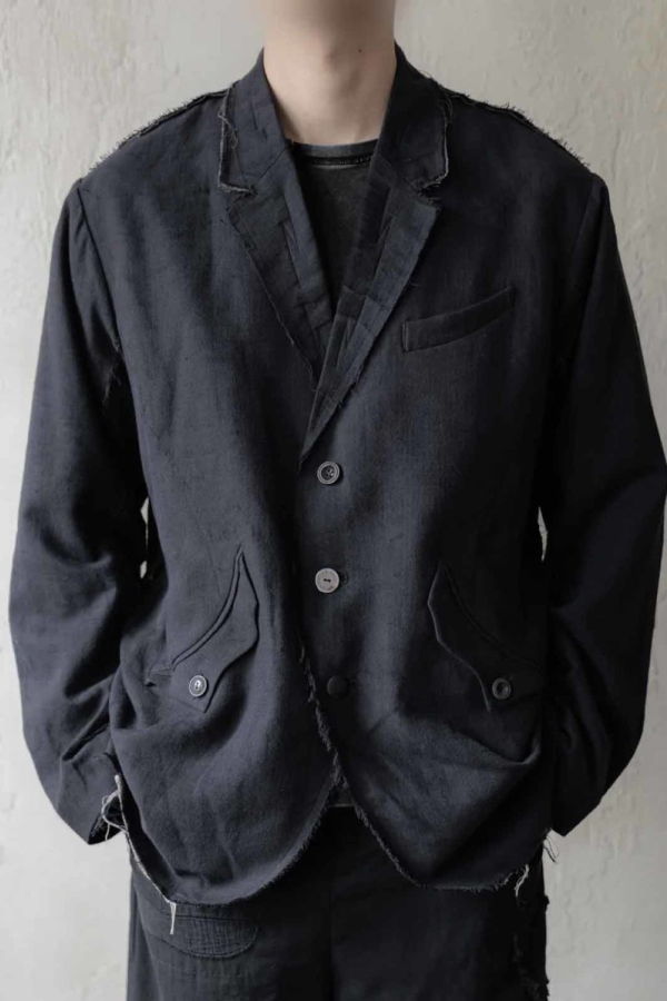 Professor.E Frayed Blazer - Black