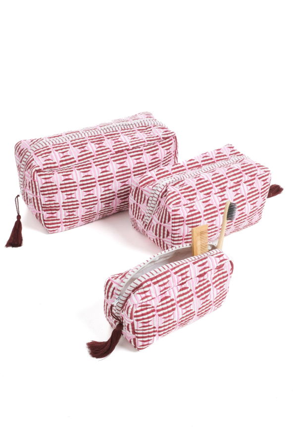 Inner Child Striped Circles Blockprint Makeup Bag Large