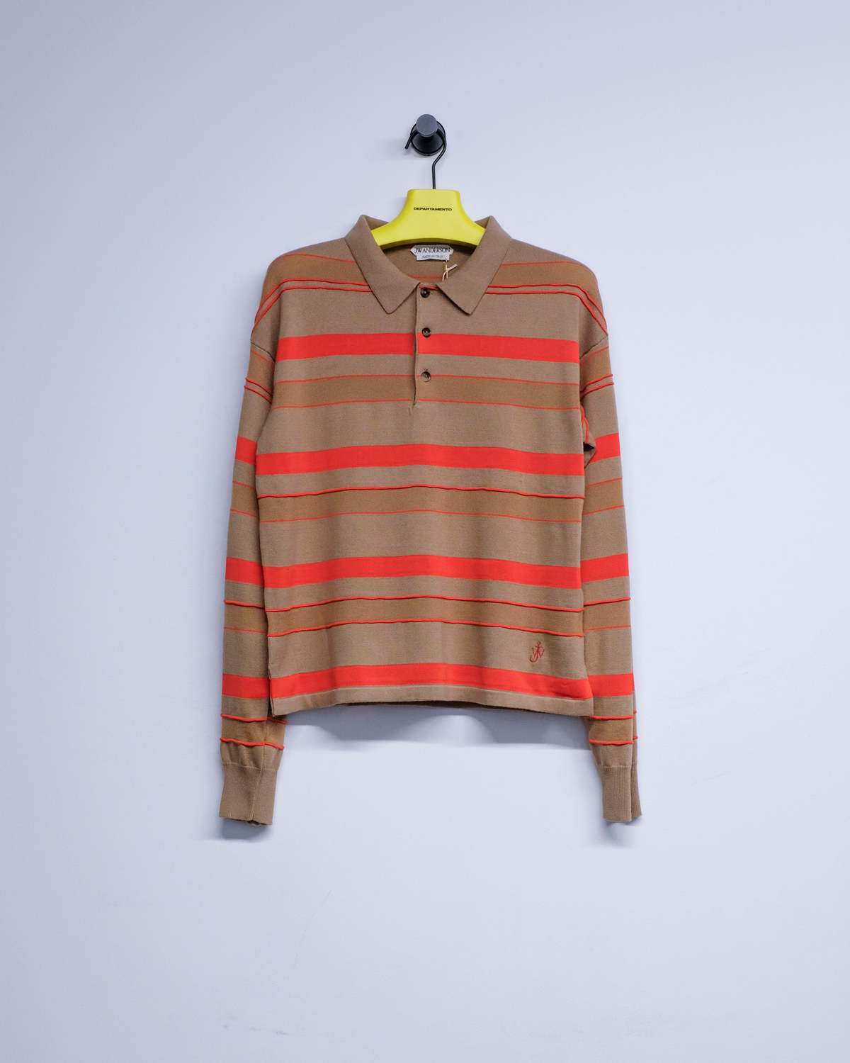 JW ANDERSON Biscuit Striped Cotton Knitted Rugby Polo - Image 1 of 2