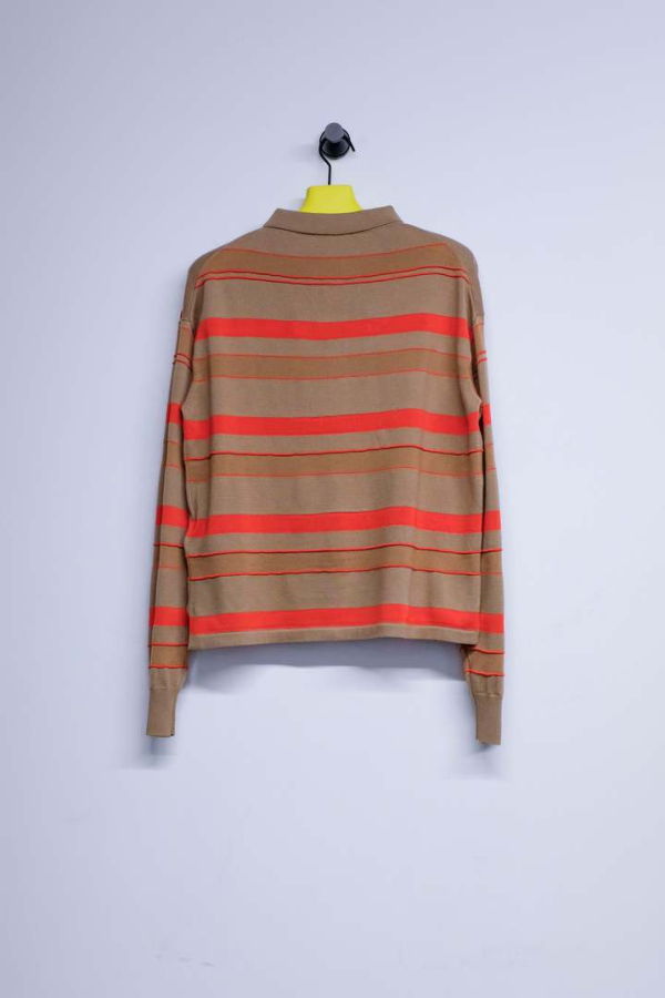 JW ANDERSON Biscuit Striped Cotton Knitted Rugby Polo