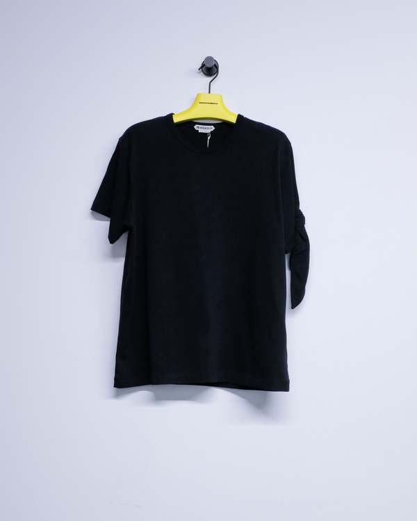 JW ANDERSON Black Cotton Knot Sleeve T-Shirt