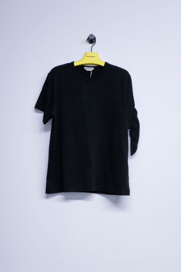 JW ANDERSON Black Cotton Knot Sleeve T-Shirt