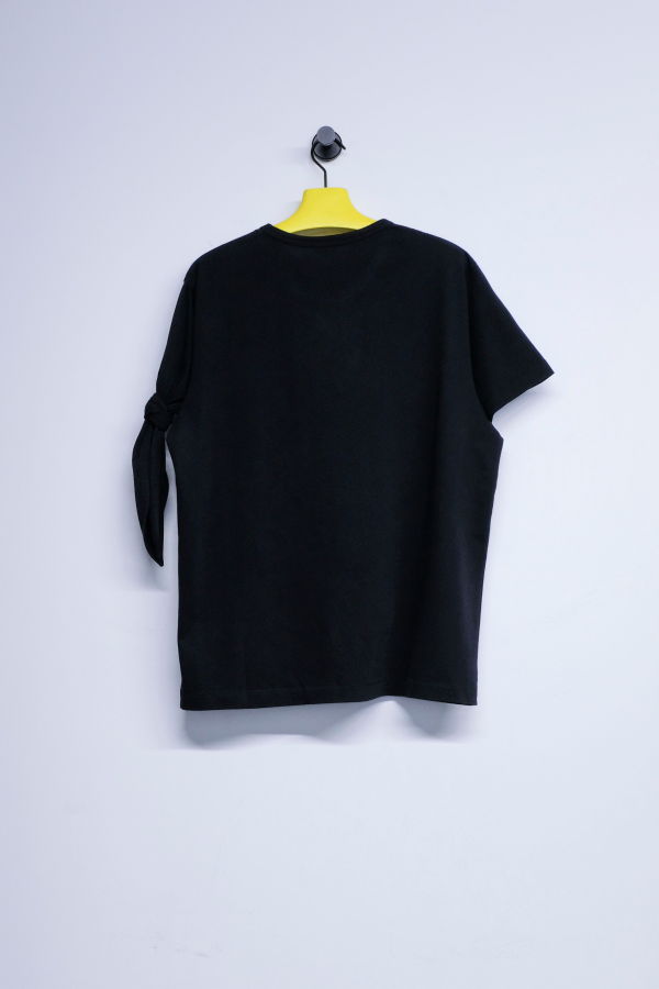 JW ANDERSON Black Cotton Knot Sleeve T-Shirt