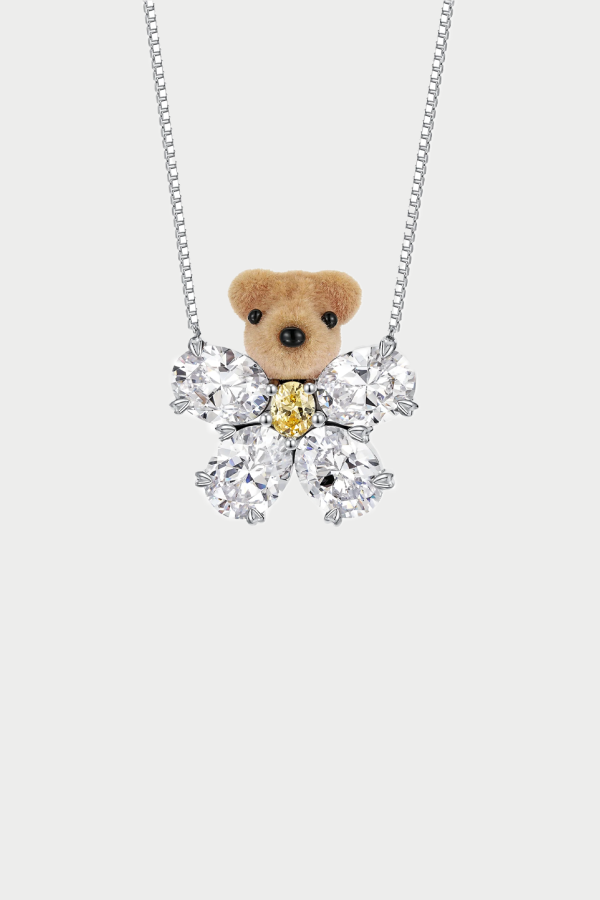YVMIN Gemstone Flower Bear Necklace